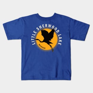 Little Sherwood Lake in Michigan Heron Sunrise Kids T-Shirt